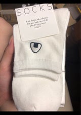 スクウェア 無地に刺繍ソックス