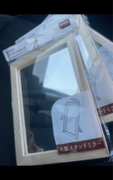 セリア 木製スタンドミラー 20×15cm 1P