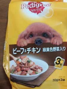 ペディグリー　成犬用ビーフ＆チキン野菜　７０ｇ×３の商品写真