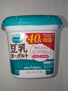 ポッカサッポロ　Ｓ豆乳ＹＧプレーン無糖　４００ｇの商品写真