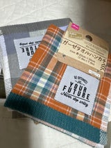 山田利 ガーゼタオルハンカチネーム付メンズチェック