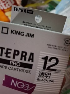 テプラ PRO透明ラベル黒文字 12mm×8m